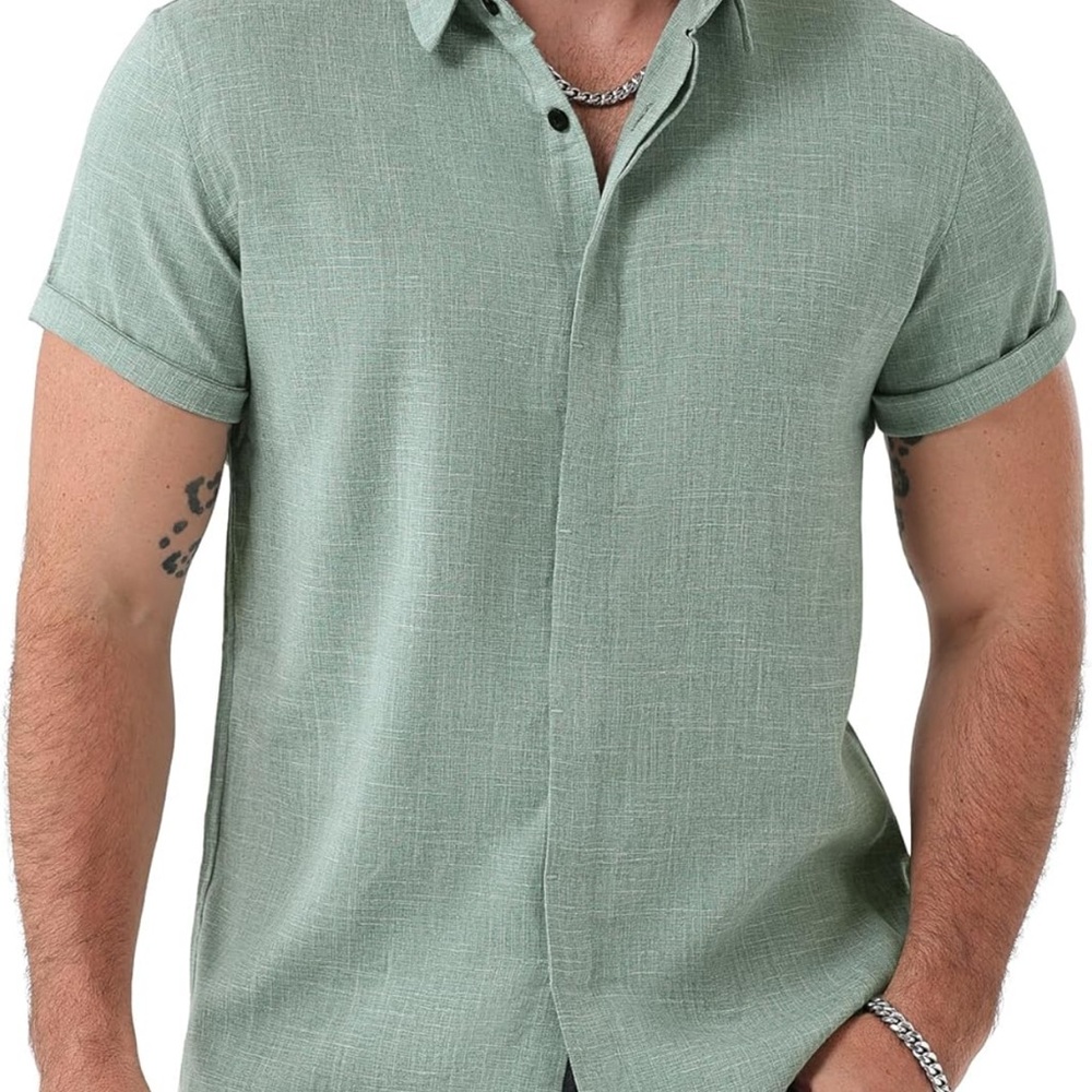 Men's Green Short Sleeve Shirt